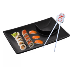 Clip com Hashi formato de Gato da Sorte Maneki Neko Nisha - Branco