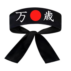 Faixa Japonesa Hachimaki para Sushiman Banzai Viva - Preto