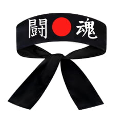Faixa Japonesa Hachimaki para Sushiman Toukon Espírito de Lutador - Preto