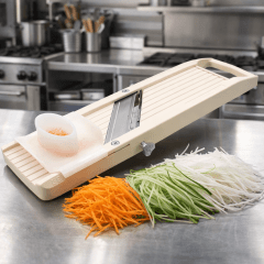 Fatiador de Legumes Japonês Mandolin Benriner com 3 Lâminas Trocáveis - Marfim (Creme)