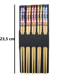 Hashi de Madeira (Palitinho Japonês) - Maneko Neko Flor de Sakura - 5 pares - 23,5 cm