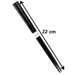 Kit Jogo de Hashi de Plástico Preto - 10 Unidades - 22 cm