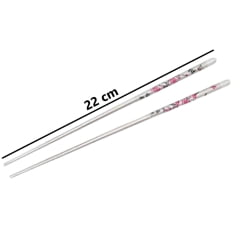 Kit Hashi de Metal (Palitinho Japonês) - Flor de Sakura 5 Unidades - 22 cm