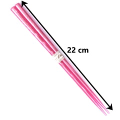 Kit Jogo de Hashi de Plástico Rosa - 10 Unidades - 22 cm