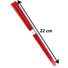 Kit Jogo de Hashi de Plástico Vermelho - 10 Unidades - 22 cm