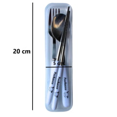 Kit Talher com Garfo, Colher e Hashi de Inox – Sanrio Pochacco - 20cm