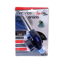 Maçarico Portátil Profissional a Gás Butano Culinário Azul Marinho - Top Chef