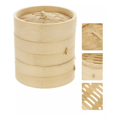 Panela Oriental de Bambu Cozimento a Vapor + 100 Folhas Antiaderente - 15cm