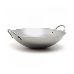 Panela Wok Aço Inoxidável Prata - 38cm