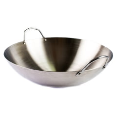 Panela Wok Aço Inoxidável Prata - 40cm