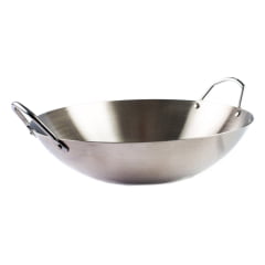 Panela Wok Aço Inoxidável Prata - 40cm