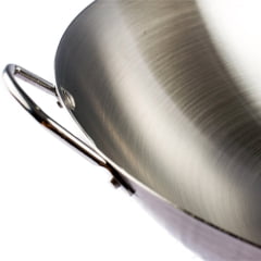 Panela Wok Aço Inoxidável Prata - 40cm