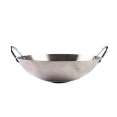 Panela Wok Aço Inoxidável Prata - 40cm