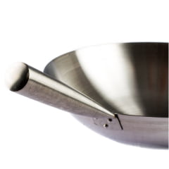 Panela Wok Aço Inoxidável Prata com Cabo Longo - 34cm