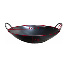 Panela Wok Ferro Preta com Alça - 50cm