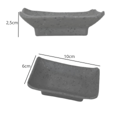 Pires Retangular para Sashimi Sushi Melamina Cinza Granito - Nozoki