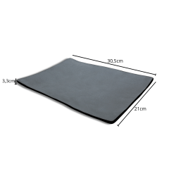 Prato Retangular Curvado para Sushi e Sashimi Cinza Grande - Melamina 30,5 x 21cm