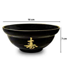 Tigela Japonesa Domburi para Sopas - Preta Ideograma 700ml