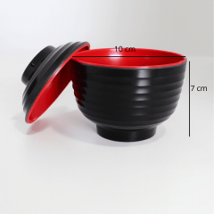 Tigela Japonesa Owan Preto e Vermelho com Tampa - 300ml