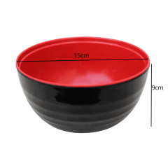 Tigela Japonesa Owan Preto e Vermelho com Tampa - Grande 950ml