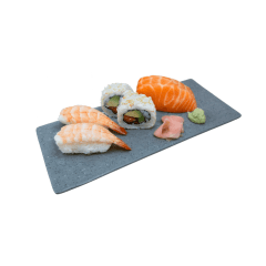 Travessa Prato Retangular para Sushi e Sashimi Cinza Granito Média - 31 x 14cm 