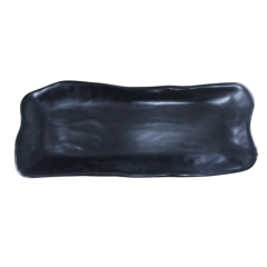 Travessa Prato Retangular para Sushi e Sashimi Preto Flor de Sakura Grande - Melamina