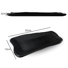 Travessa Prato Retangular para Sushi e Sashimi Preto Flor de Sakura Grande - Melamina