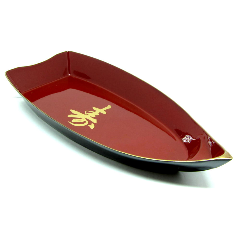 Barco Para Sushi Sashimi Obune Vermelho - Ideograma Dourado