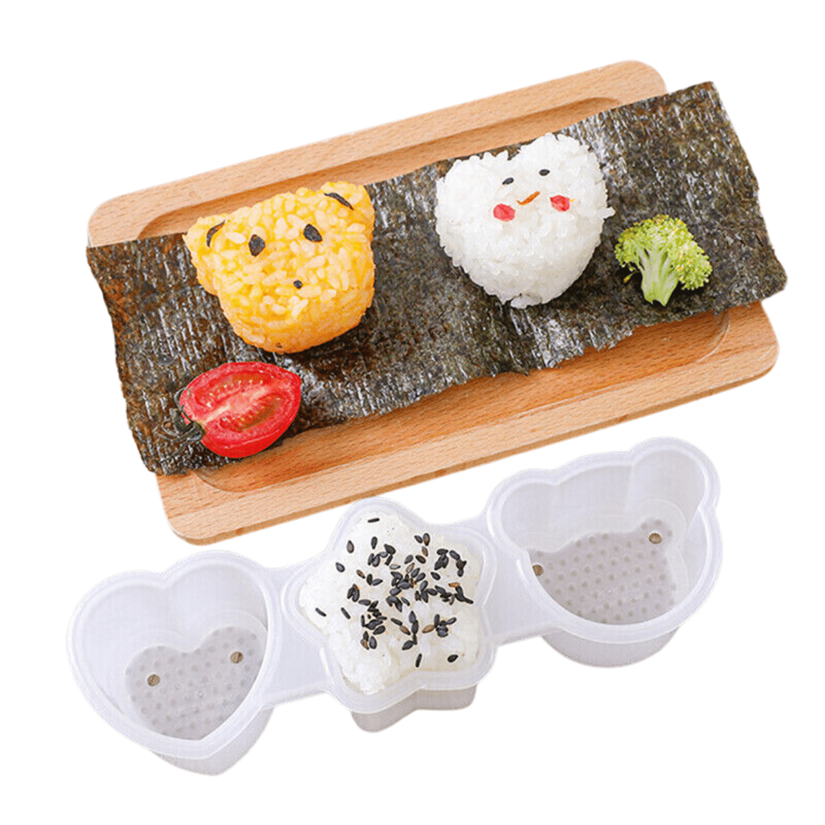 Forma para Sushi Oniguiri Formato Urso, Estrela e Coração - Bolinho de Arroz