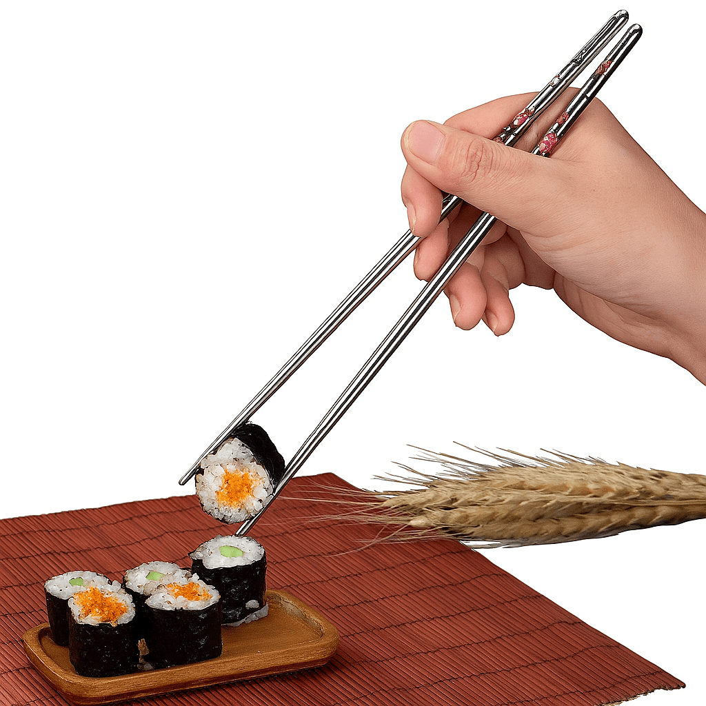 Hashi de Metal (Palitinho Japonês 1 Par) - Sakura - 22 cm - Hachi8