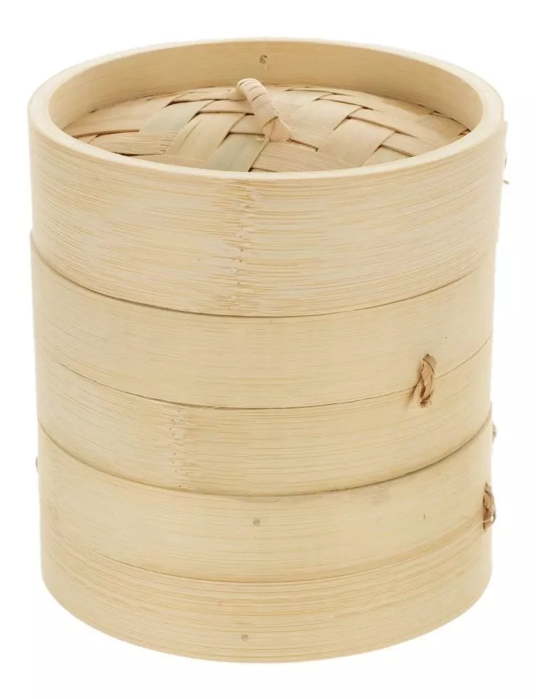 Panela Oriental de Bambu Cozimento a Vapor + 100 Folhas Antiaderente ...