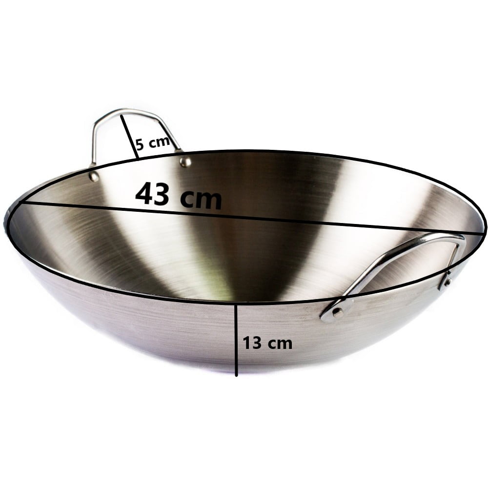 Panela Wok Aço Inox com Alças - 43cm - Hachi8