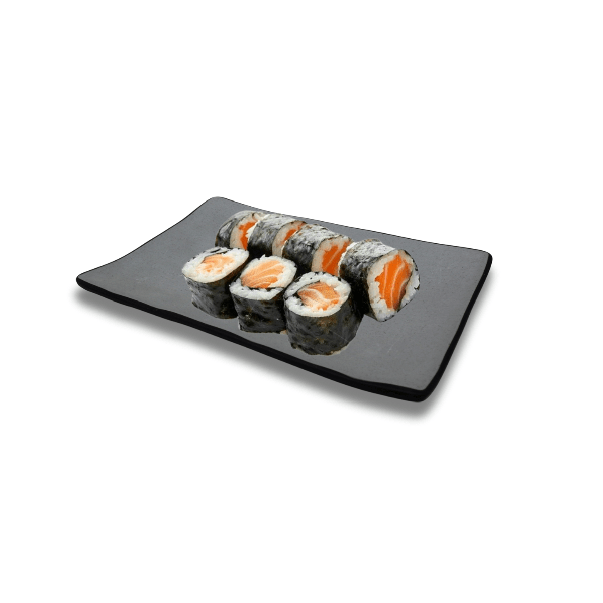 【sushi_19】 Prato Retangular Curvado para Sushi e Sashimi Cinza Pequeno