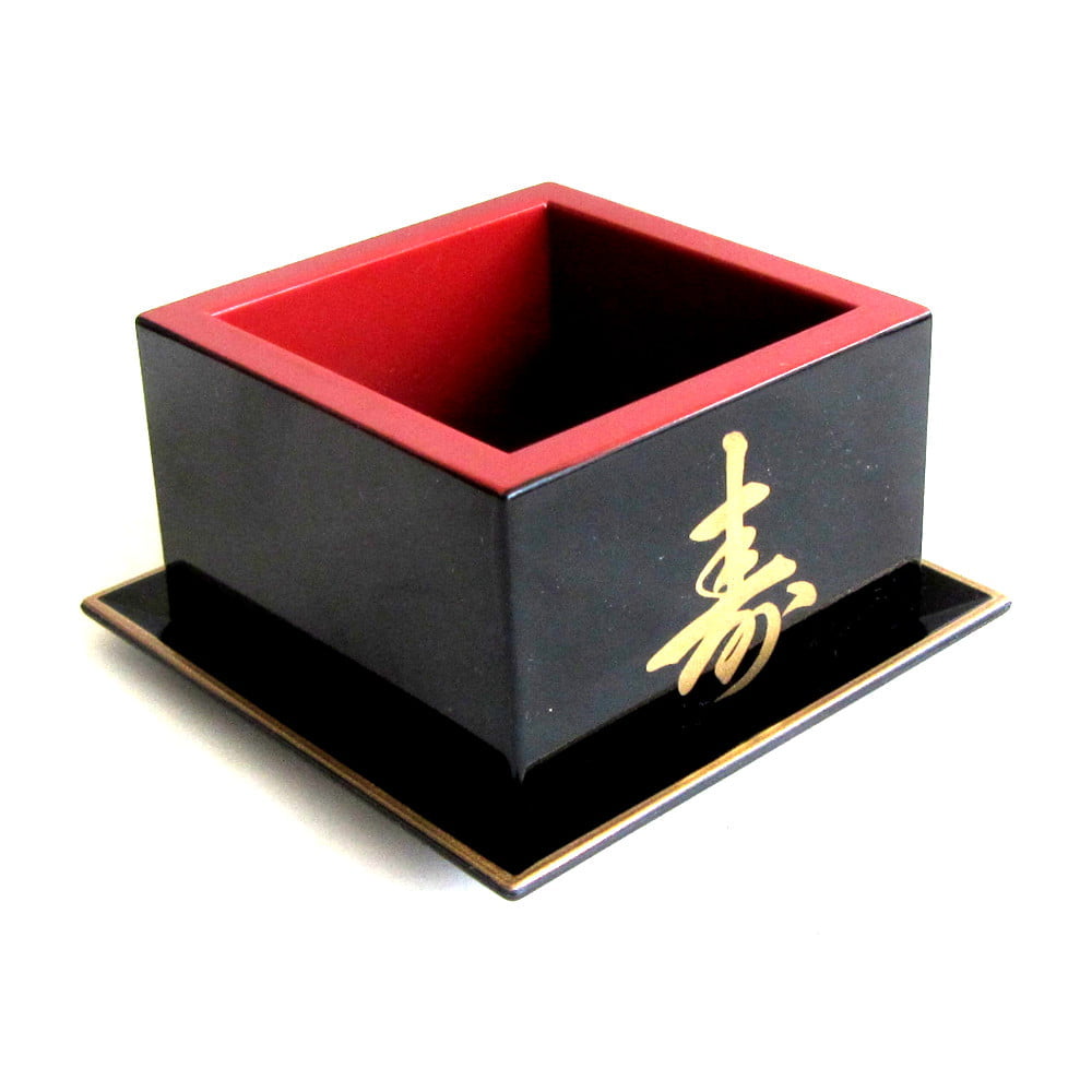 Jogo de Copo e Pires para Sake Massu Ideograma Japonês 150ml - Preto